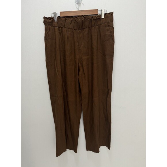 Calvin Klein Linen Blend Wide Leg Crop Pants‎ - Picture 1 of 8